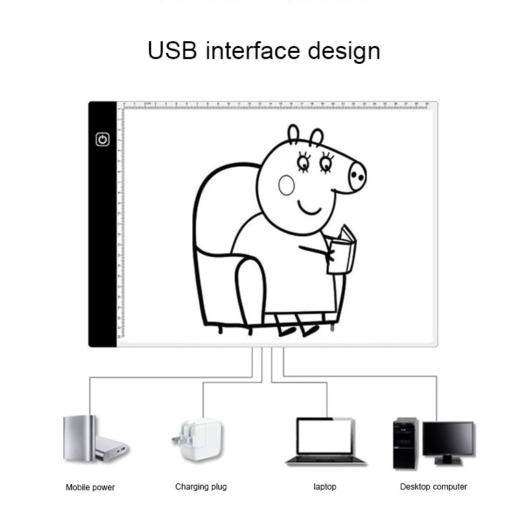 3.5W 5V LED USB Three Level of Brightness Dimmable A4 Acrylic Scale Copy Boards Anime Sketch Drawing Sketchpad - by buy2fix | Online Shopping UK | buy2fix
