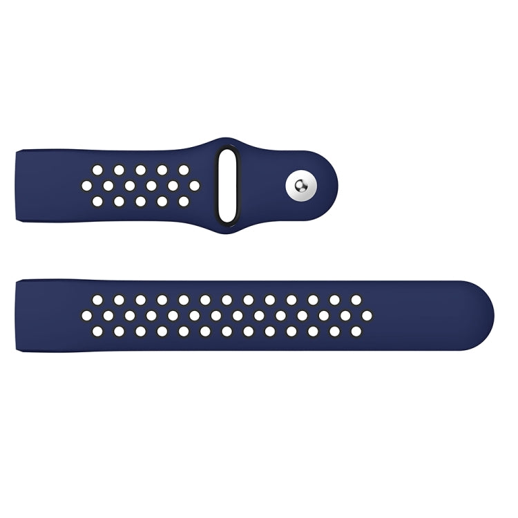 Two-color Round Hole Silicone Watch Band for Fitbit Charge 3, Watch Band Size:130-195mm(Black Blue) - Watch Bands by buy2fix | Online Shopping UK | buy2fix