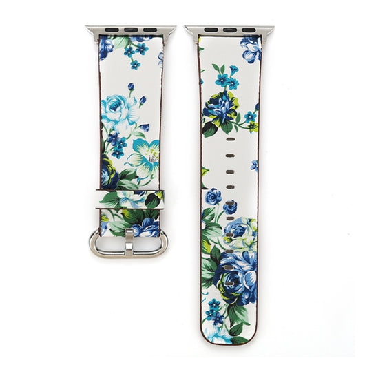 For Apple Watch Ultra 49mm&Watch Ultra 2 49mm / Series 10 46mm / 9&8&7 45mm / SE 3&SE 2&6&SE&5&4 44mm / 3&2&1 42mm Fashion Pastoralism Style Little Floral Pattern Women Watch Leather Watch Band by buy2fix