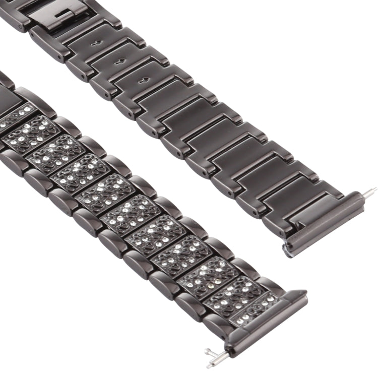 For Fitbit Versa Diamond-studded Stainless Steel Watch Band(Black) - Watch Bands by buy2fix | Online Shopping UK | buy2fix