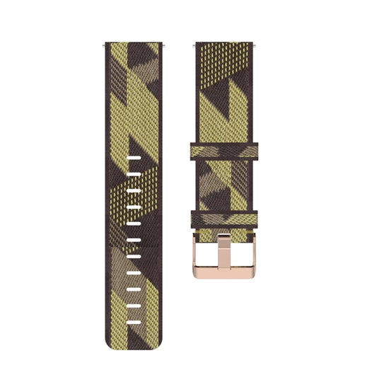 18mm Stripe Weave Nylon Wrist Strap Watch Band for Xiaomi Mi Watch, Garmin Vivomove 3s / Vivoactive 4s(Yellow) by buy2fix