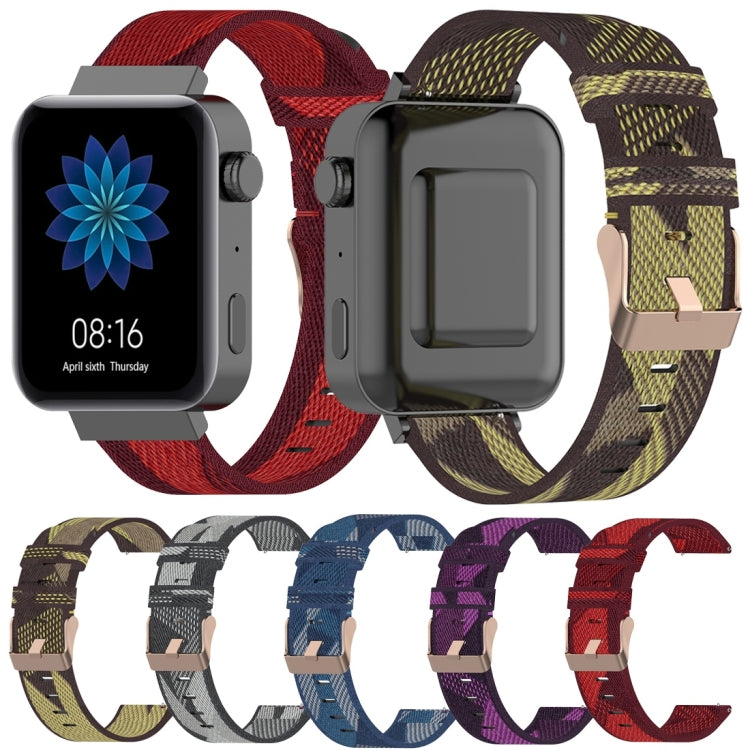 18mm Stripe Weave Nylon Wrist Strap Watch Band for Xiaomi Mi Watch, Garmin Vivomove 3s / Vivoactive 4s(Yellow) by buy2fix