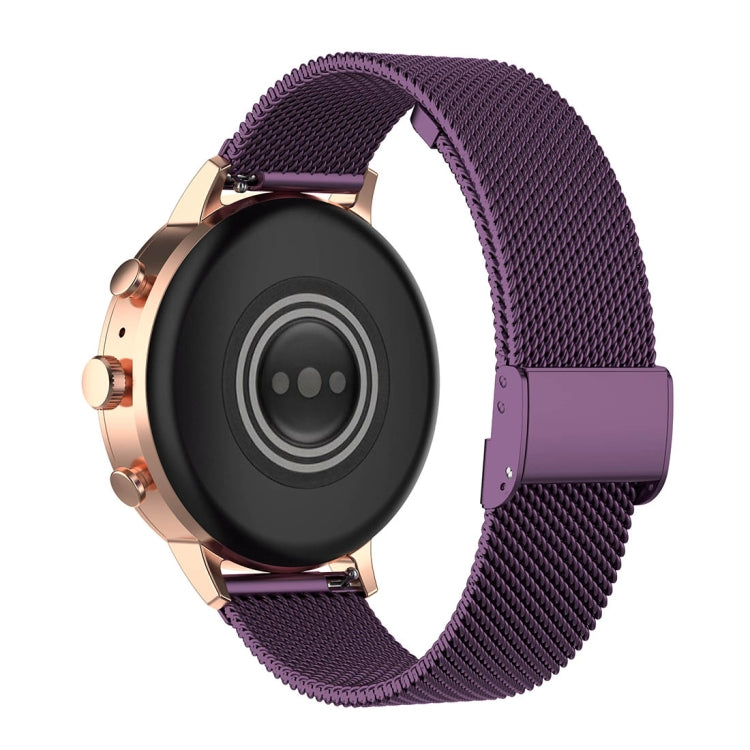 18mm Metal Mesh Wrist Strap Watch Band for Fossil Female Sport / Charter HR / Gen 4 Q Venture HR (Dark Purple) - Watch Bands by buy2fix | Online Shopping UK | buy2fix
