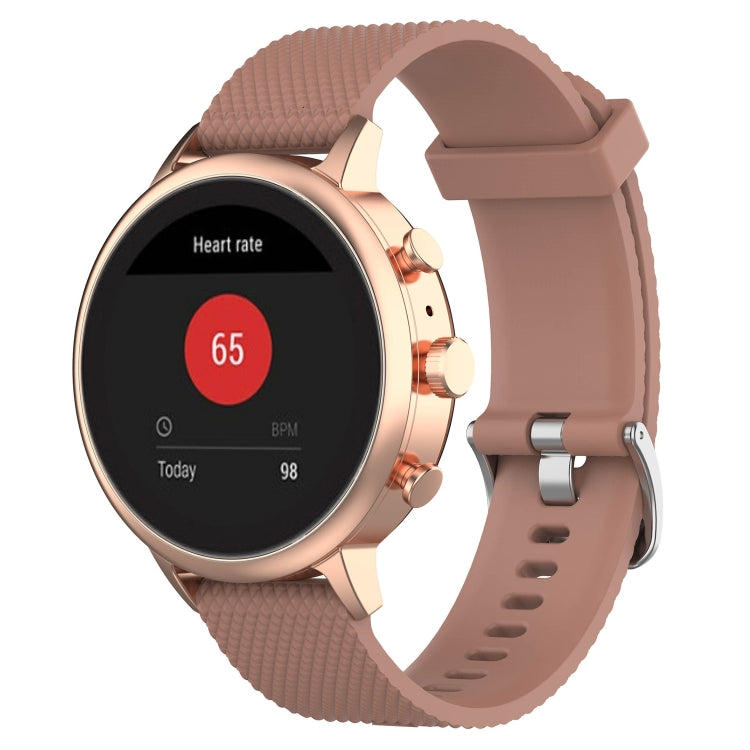 18mm Texture Silicone Wrist Strap Watch Band for Fossil Female Sport / Charter HR / Gen 4 Q Venture HR (Brown) - Watch Bands by buy2fix | Online Shopping UK | buy2fix
