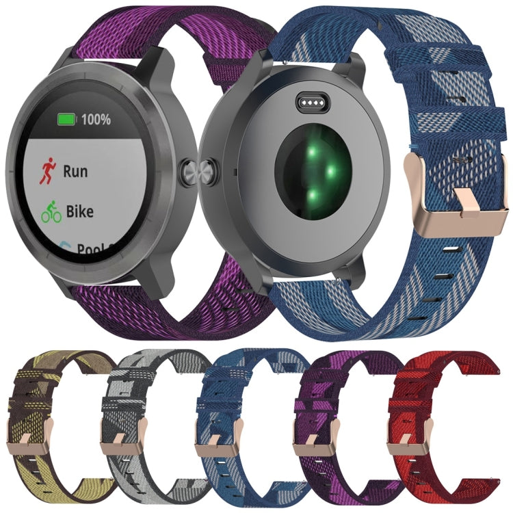 20mm Stripe Weave Nylon Wrist Strap Watch Band for Garmin Venu, Vivomove 3, Vivoactive 3, Forerunner 245 / 645(Blue) by buy2fix