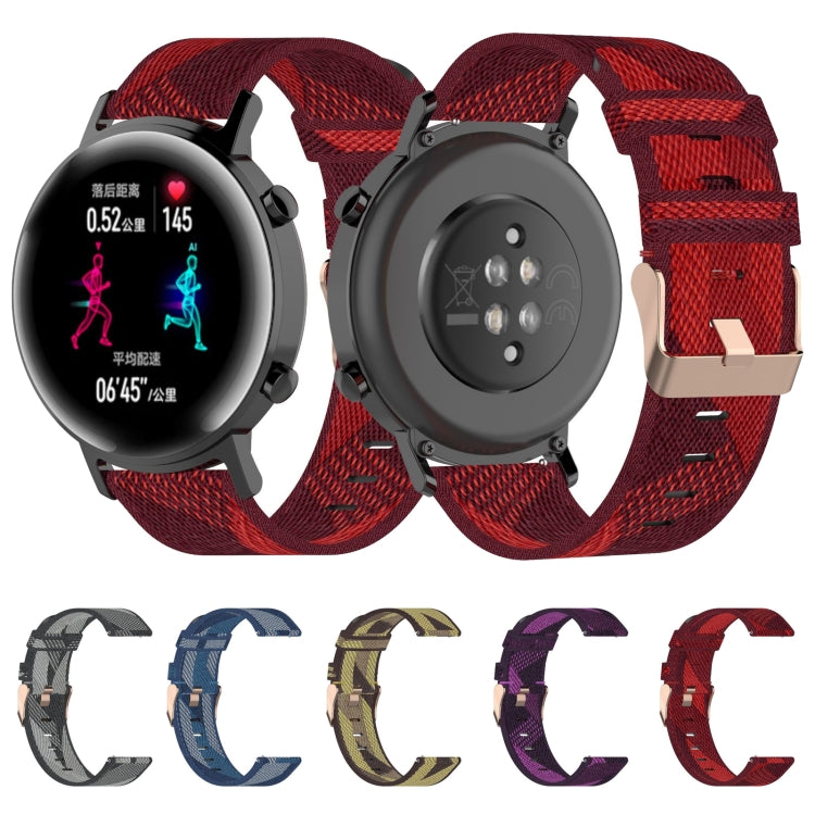 20mm Stripe Weave Nylon Wrist Strap Watch Band for Huawei GT 2 42mm / Honor Magic Watch 2 42mm(Purple) by buy2fix