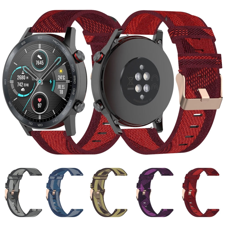 22mm Stripe Weave Nylon Wrist Strap Watch Band for Huawei GT / GT2 46mm, Honor Magic Watch 2 46mm / Magic(Purple) by buy2fix