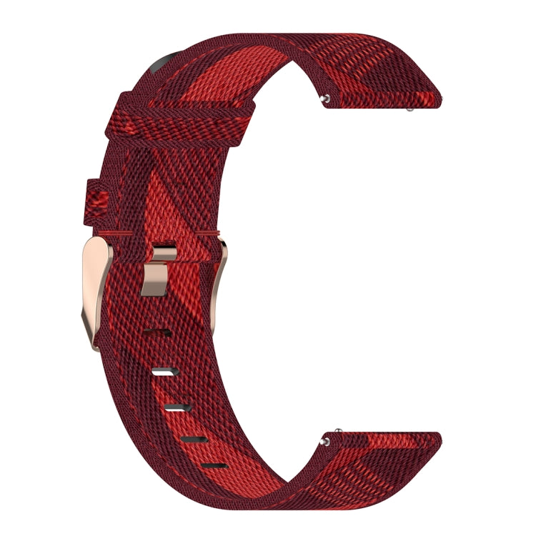 22mm Stripe Weave Nylon Wrist Strap Watch Band for Fossil Gen 5 Carlyle, Gen 5 Julianna, Gen 5 Garrett, Gen 5 Carlyle HR (Red) - Watch Bands by buy2fix | Online Shopping UK | buy2fix