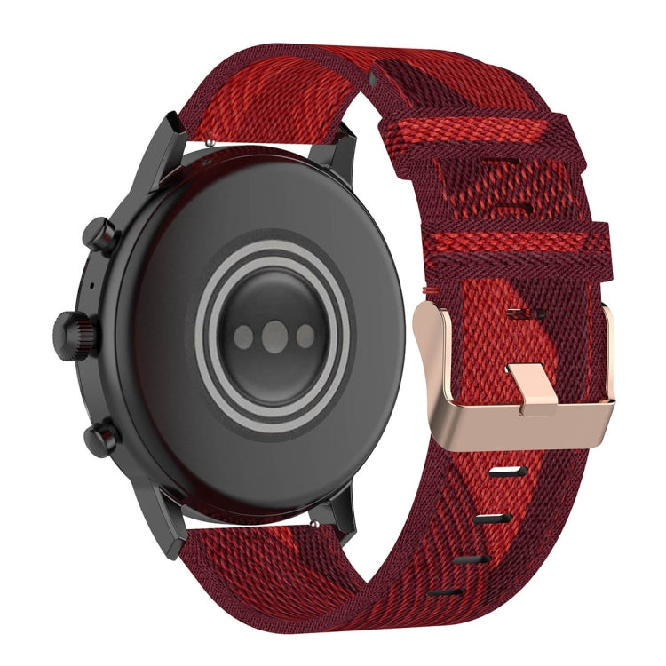 22mm Stripe Weave Nylon Wrist Strap Watch Band for Fossil Gen 5 Carlyle, Gen 5 Julianna, Gen 5 Garrett, Gen 5 Carlyle HR (Red) - Watch Bands by buy2fix | Online Shopping UK | buy2fix