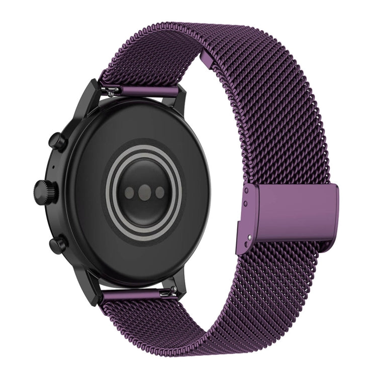 22mm Metal Mesh Wrist Strap Watch Band for Fossil Gen 5 Carlyle / Gen 5 Julianna / Gen 5 Garrett / Gen 5 Carlyle HR (Dark Purple) - Watch Bands by buy2fix | Online Shopping UK | buy2fix
