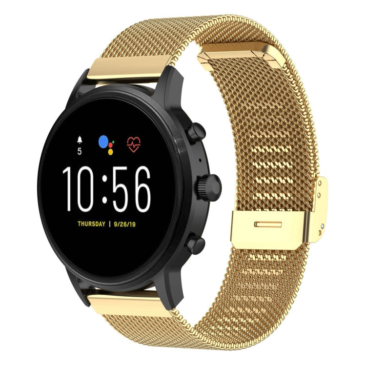 22mm Metal Mesh Wrist Strap Watch Band for Fossil Gen 5 Carlyle / Gen 5 Julianna / Gen 5 Garrett / Gen 5 Carlyle HR (Gold) - Watch Bands by buy2fix | Online Shopping UK | buy2fix