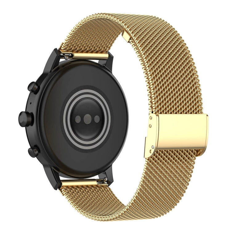 22mm Metal Mesh Wrist Strap Watch Band for Fossil Gen 5 Carlyle / Gen 5 Julianna / Gen 5 Garrett / Gen 5 Carlyle HR (Gold) - Watch Bands by buy2fix | Online Shopping UK | buy2fix