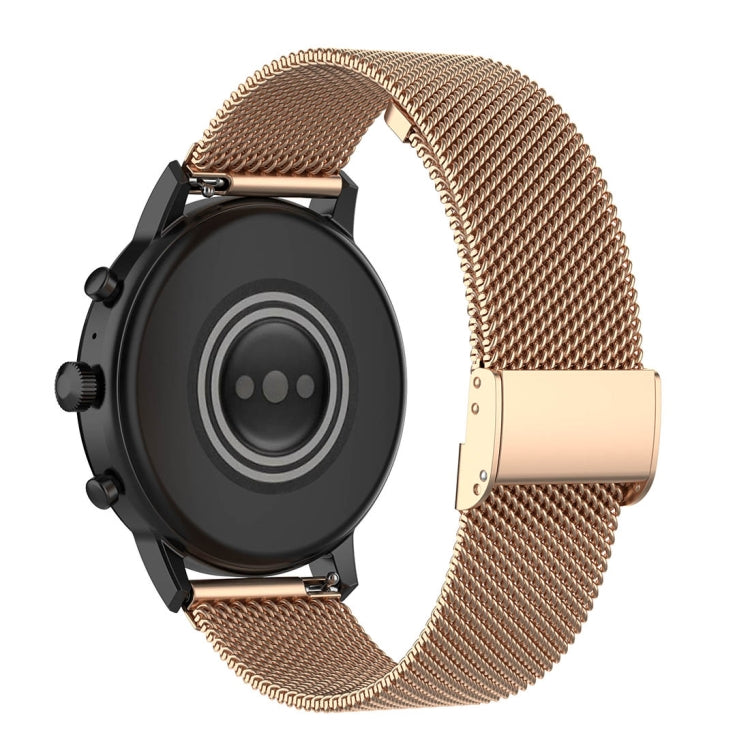 22mm Metal Mesh Wrist Strap Watch Band for Fossil Gen 5 Carlyle / Gen 5 Julianna / Gen 5 Garrett / Gen 5 Carlyle HR (Rose Gold) - Watch Bands by buy2fix | Online Shopping UK | buy2fix