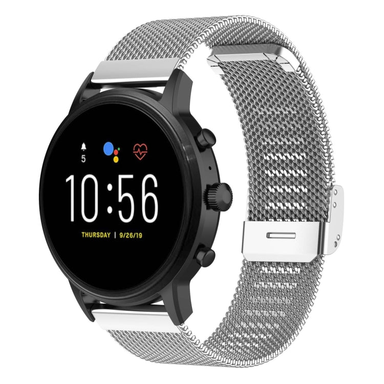 22mm Metal Mesh Wrist Strap Watch Band for Fossil Gen 5 Carlyle / Gen 5 Julianna / Gen 5 Garrett / Gen 5 Carlyle HR(Silver) - Watch Bands by buy2fix | Online Shopping UK | buy2fix