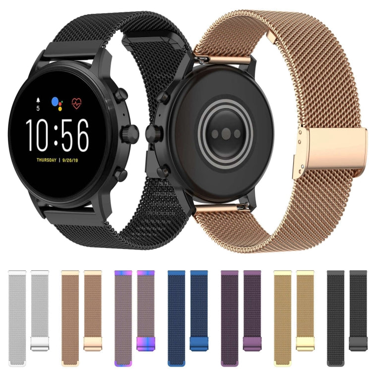 22mm Metal Mesh Wrist Strap Watch Band for Fossil Gen 5 Carlyle / Gen 5 Julianna / Gen 5 Garrett / Gen 5 Carlyle HR (Rose Gold) - Watch Bands by buy2fix | Online Shopping UK | buy2fix