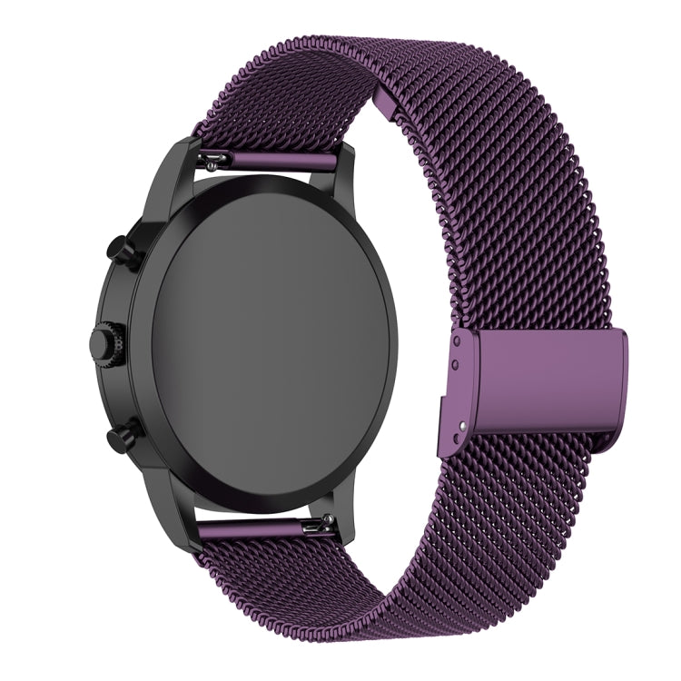22mm Metal Mesh Wrist Strap Watch Band for Fossil Hybrid Smartwatch HR, Male Gen 4 Explorist HR, Male Sport (Dark Purple) - Watch Bands by buy2fix | Online Shopping UK | buy2fix