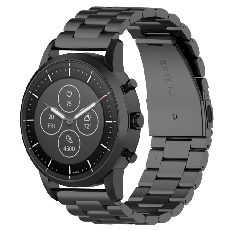 22mm Steel Wrist Strap Watch Band for Fossil Hybrid Smartwatch HR, Male Gen 4 Explorist HR / Male Sport(Black) - Watch Bands by buy2fix | Online Shopping UK | buy2fix