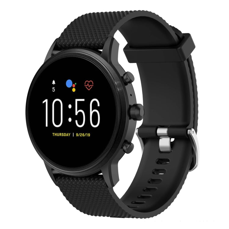 22mm Texture Silicone Wrist Strap Watch Band for Fossil Gen 5 Carlyle, Gen 5 Julianna, Gen 5 Garrett, Gen 5 Carlyle HR(Black) - Watch Bands by buy2fix | Online Shopping UK | buy2fix
