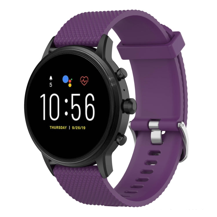 22mm Texture Silicone Wrist Strap Watch Band for Fossil Gen 5 Carlyle, Gen 5 Julianna, Gen 5 Garrett, Gen 5 Carlyle HR (Dark Purple) - Watch Bands by buy2fix | Online Shopping UK | buy2fix