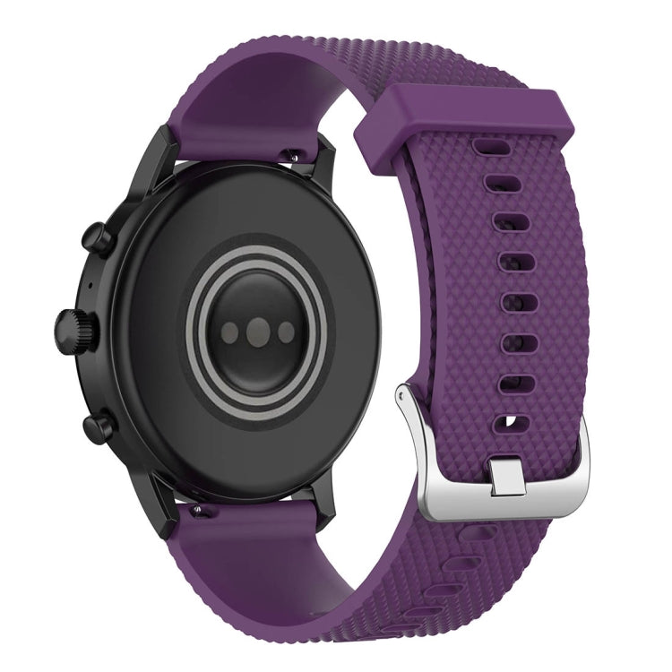 22mm Texture Silicone Wrist Strap Watch Band for Fossil Gen 5 Carlyle, Gen 5 Julianna, Gen 5 Garrett, Gen 5 Carlyle HR (Dark Purple) - Watch Bands by buy2fix | Online Shopping UK | buy2fix