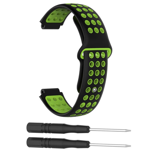 Double Colour Silicone Sport Watch Band for Garmin Forerunner 220 / Approach S5 / S20(Black+green) by buy2fix
