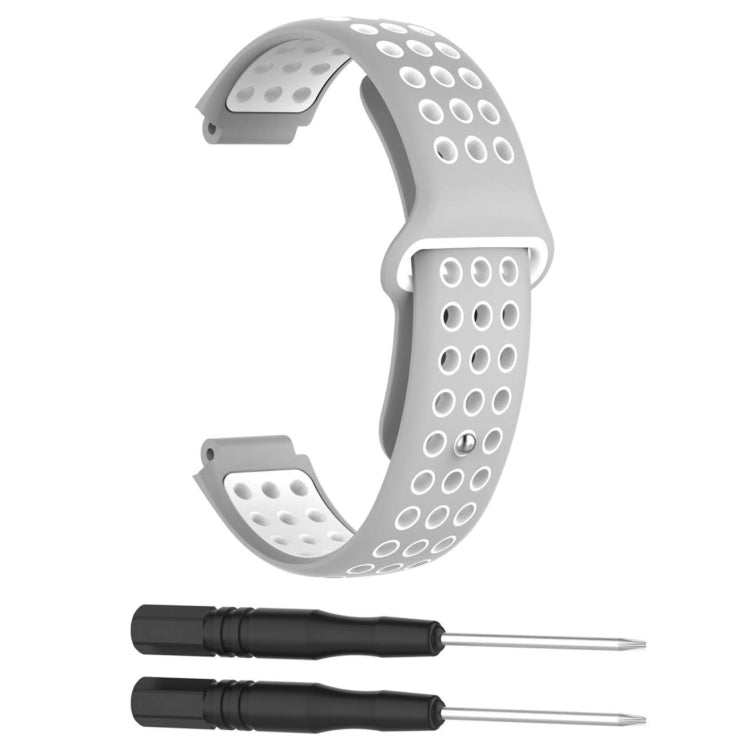Double Colour Silicone Sport Watch Band for Garmin Forerunner 220 / Approach S5 / S20(Grey White) - Watch Bands by buy2fix | Online Shopping UK | buy2fix
