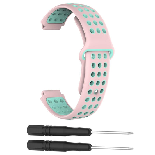 Double Colour Silicone Sport Watch Band for Garmin Forerunner 220 / Approach S5 / S20(Mint Green + Light Pink) by buy2fix