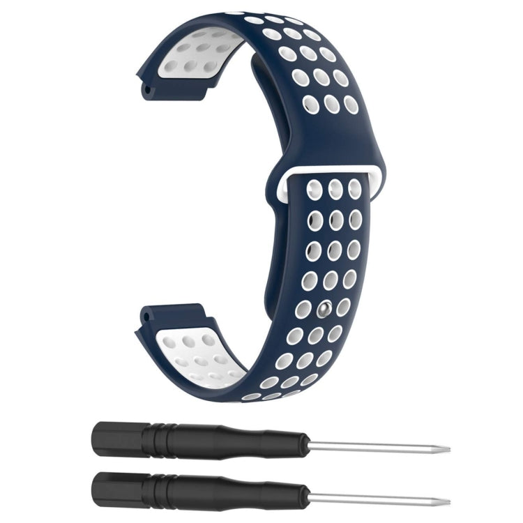 Double Colour Silicone Sport Watch Band for Garmin Forerunner 220 / Approach S5 / S20(White Blue) - Watch Bands by buy2fix | Online Shopping UK | buy2fix