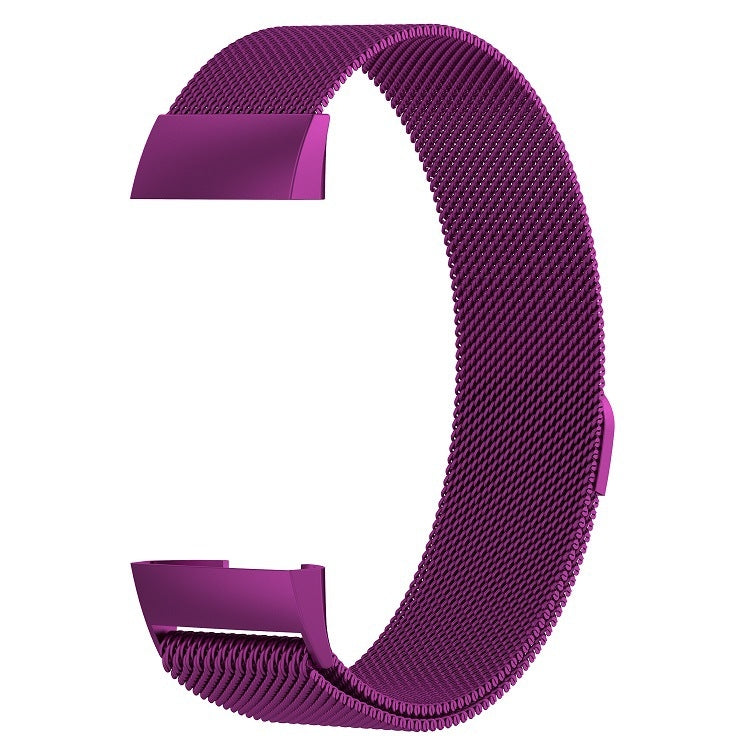 Stainless Steel Magnet Watch Band for FITBIT Charge 3, Size:Small, 187x18mm(Dark Purple) - Watch Bands by buy2fix | Online Shopping UK | buy2fix