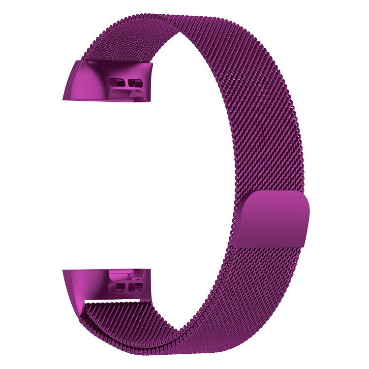 Stainless Steel Magnet Watch Band for FITBIT Charge 3, Size:Small, 187x18mm(Dark Purple) - Watch Bands by buy2fix | Online Shopping UK | buy2fix