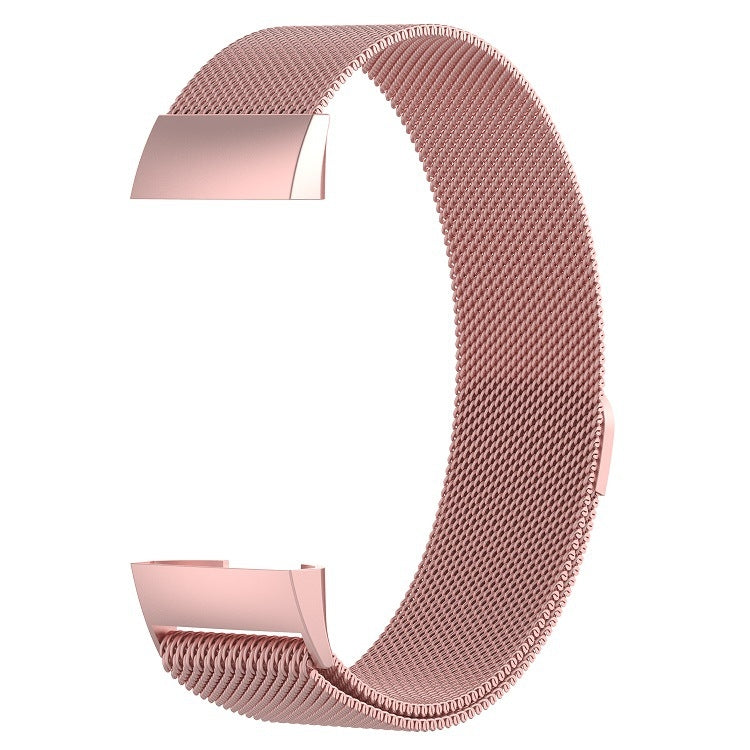 Stainless Steel Magnet Watch Band for FITBIT Charge 3, Size:Small, 187x18mm(Pink) - Watch Bands by buy2fix | Online Shopping UK | buy2fix