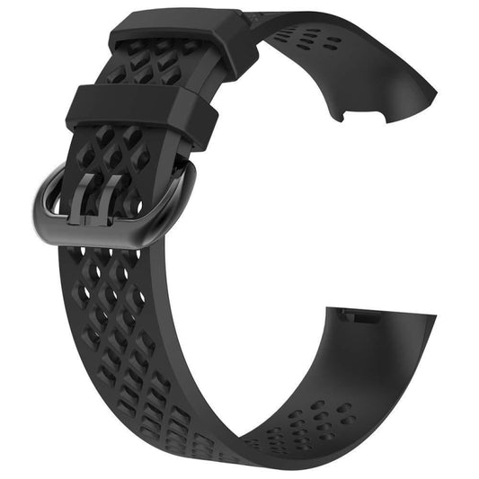 Square Hole Adjustable Sport Watch Band for FITBIT Charge 3(Black) by buy2fix