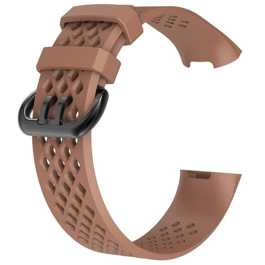 Square Hole Adjustable Sport Watch Band for FITBIT Charge 3(Coffee) by buy2fix