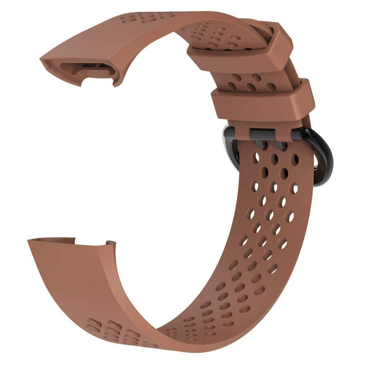 Square Hole Adjustable Sport Watch Band for FITBIT Charge 3(Coffee) - Watch Bands by buy2fix | Online Shopping UK | buy2fix