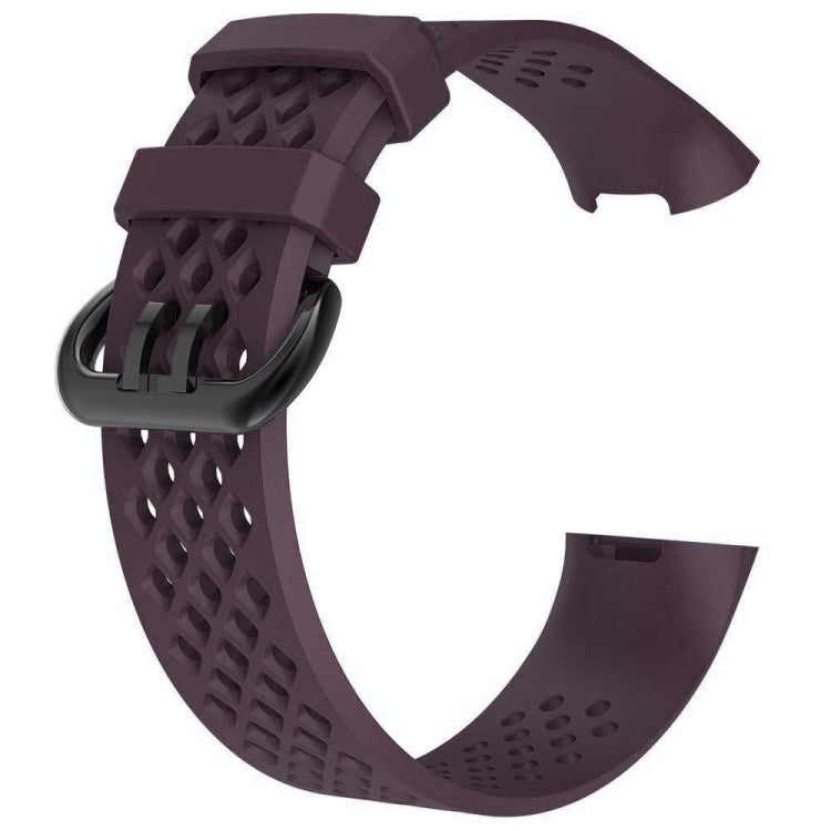 Square Hole Adjustable Sport Watch Band for FITBIT Charge 3(Dark Purple) - Watch Bands by buy2fix | Online Shopping UK | buy2fix