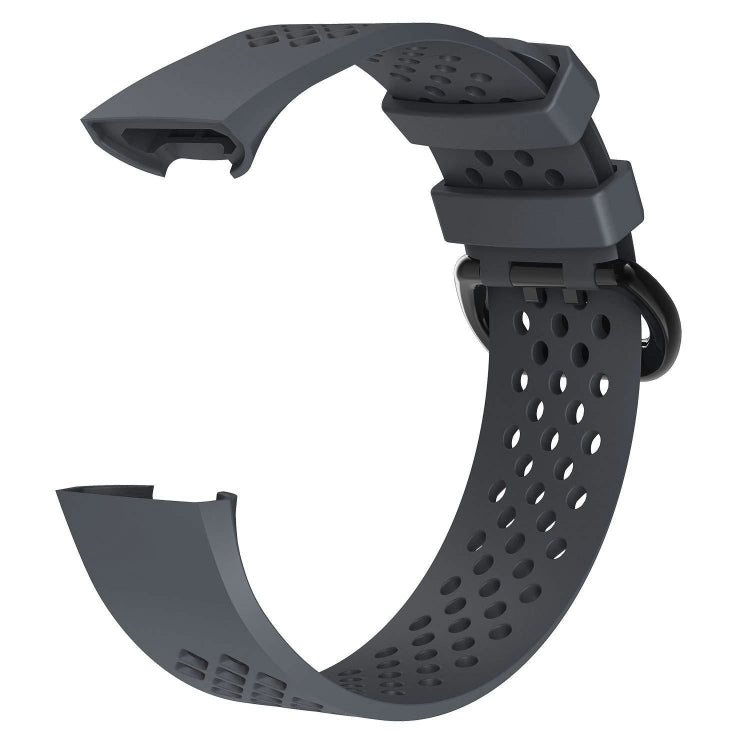 Square Hole Adjustable Sport Watch Band for FITBIT Charge 3(Navy Blue) - Watch Bands by buy2fix | Online Shopping UK | buy2fix