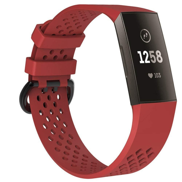 Square Hole Adjustable Sport Watch Band for FITBIT Charge 3(Red) - Watch Bands by buy2fix | Online Shopping UK | buy2fix