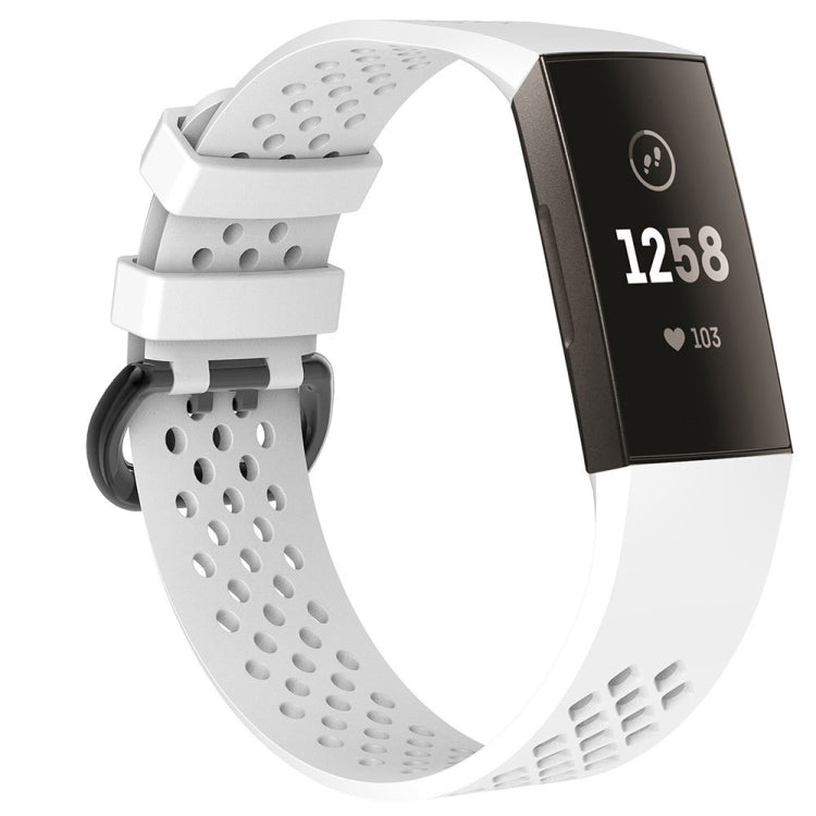 Square Hole Adjustable Sport Watch Band for FITBIT Charge 3(White) - Watch Bands by buy2fix | Online Shopping UK | buy2fix
