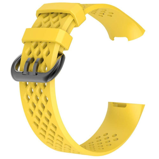 Square Hole Adjustable Sport Watch Band for FITBIT Charge 3(Yellow) by buy2fix