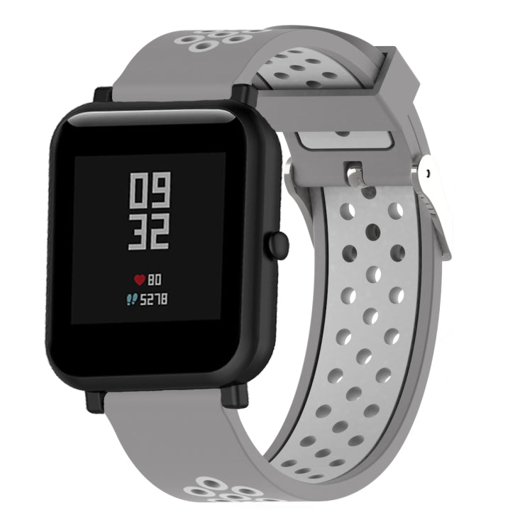 Double Colour Silicone Sport Watch Band for Xiaomi Huami Amazfit Bip Lite Version 20mm(Grey White) - Watch Bands by buy2fix | Online Shopping UK | buy2fix