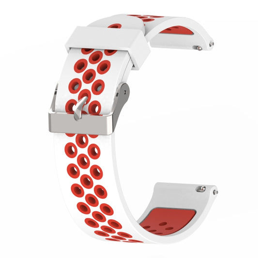 Double Colour Silicone Sport Watch Band for Xiaomi Huami Amazfit Bip Lite Version 20mm(White Red) by buy2fix
