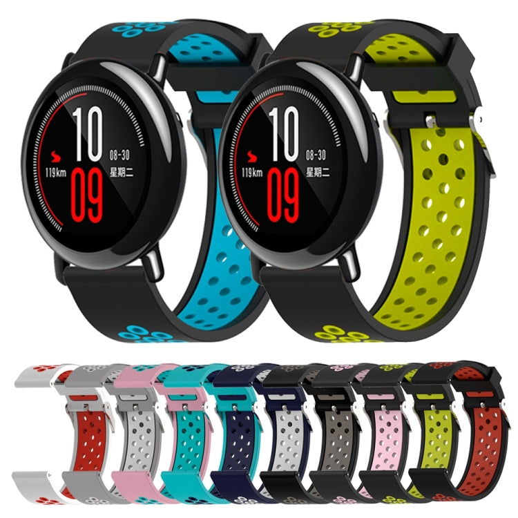 Double Colour Silicone Sport Watch Band for Xiaomi Huami Amazfit Bip Lite Version 22mm(Black+green) by buy2fix