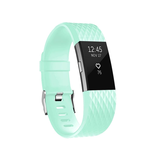 Diamond Pattern Adjustable Sport Watch Band for FITBIT Charge 2, Size: L, 12.5x8.5cm(Cyan) by buy2fix