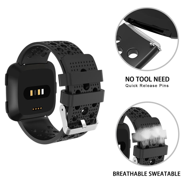 Smart Watch Venting Circle Hole Watch Band for Fitbit Versa(Black) - Watch Bands by buy2fix | Online Shopping UK | buy2fix