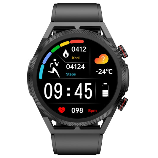 ET310 1.39 inch IPS Screen IP67 Waterproof Silicone Band Smart Watch, Support Body Temperature Monitoring / ECG (Black) by buy2fix
