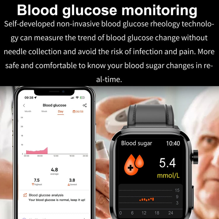 ET210 1.91 inch IPS Screen IP67 Waterproof Silicone Band Smart Watch, Support Body Temperature Monitoring / ECG (Black) by buy2fix