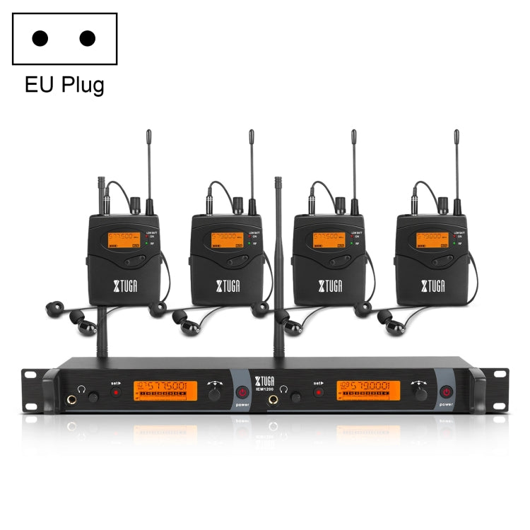 XTUGA IEM1200 Wireless Transmitter 4 Bodypack Stage Singer In-Ear Monitor System(EU Plug) - Microphone by XTUGA | Online Shopping UK | buy2fix