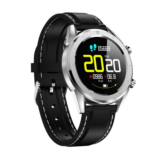 DT28 1.54inch IP68 Waterproof Silicone Strap Smartwatch Bluetooth 4.2, Support Incoming Call Reminder / Blood Pressure Monitoring / Watch Payment(Black Silver) by buy2fix