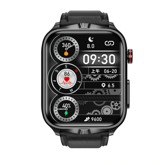 TK11P 1.83 inch IPS Screen IP68 Waterproof Leather Band Smart Watch, Support Stress Monitoring / ECG (Black) by buy2fix