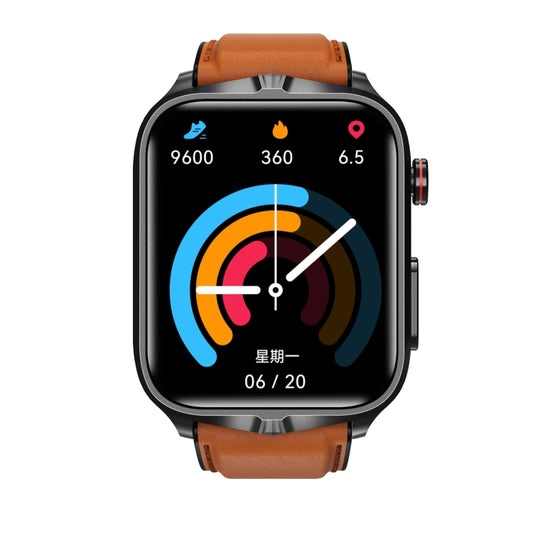 TK11P 1.83 inch IPS Screen IP68 Waterproof Leather Band Smart Watch, Support Stress Monitoring / ECG (Brown) by buy2fix